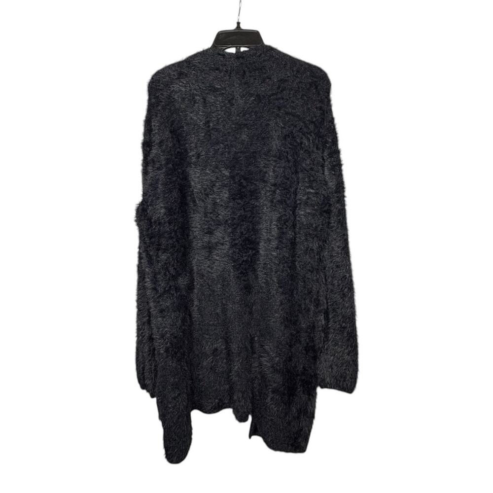 Free People Black Faux Fur Open Front Pocket Plush Cozy Cardigan Sweater Small - Picture 2 of 10